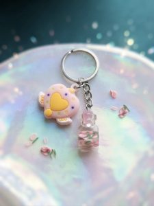 Dreamy Love Potion & Heart Keychain Pink