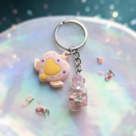 Dreamy Love Potion & Heart Keychain Pink
